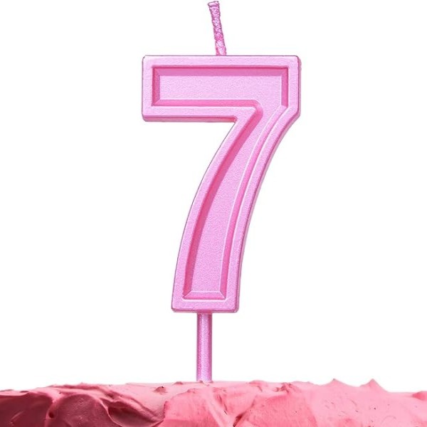 VELA NUMERO 7 PARTY ROSA E12